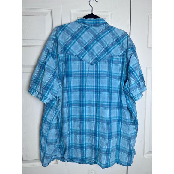 The Foundry Supply Co. Young Men's Pearl Snap Plaid Short Sleeve Shirt Size 3XL - Picture 5 of 9